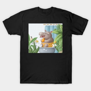 Cute hippo taking shower T-Shirt